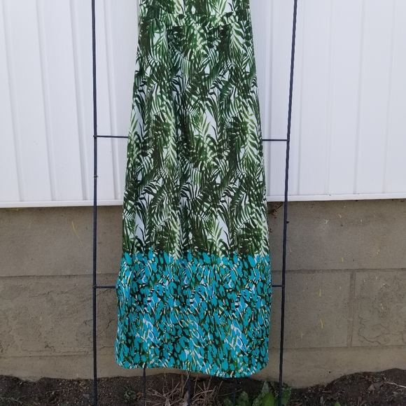 Revolution botanical empire maxi green and blue beach dress 8 - Picture 3 of 13
